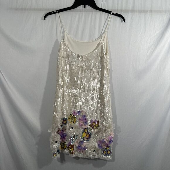 NEW Mac Duggal [ 4 ] Sequined Mixed Media Floral Embellished Mini Dress‎ S1068 - Picture 14 of 16